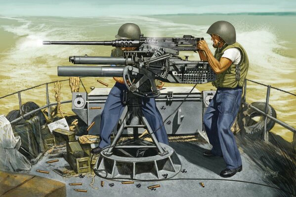 Art soldados disparos de ametralladoras