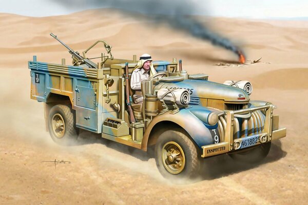 Long range desert patrol car in north africa