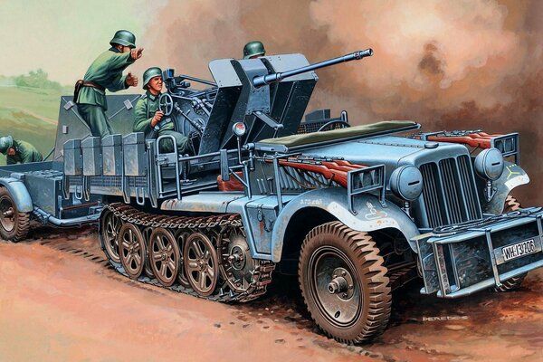 Dibujo del tractor semirremolque alemán flak30