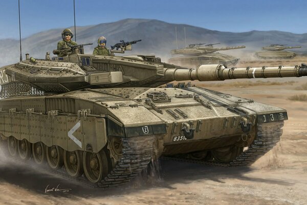 Israels Hauptkampfpanzer mit Soldaten
