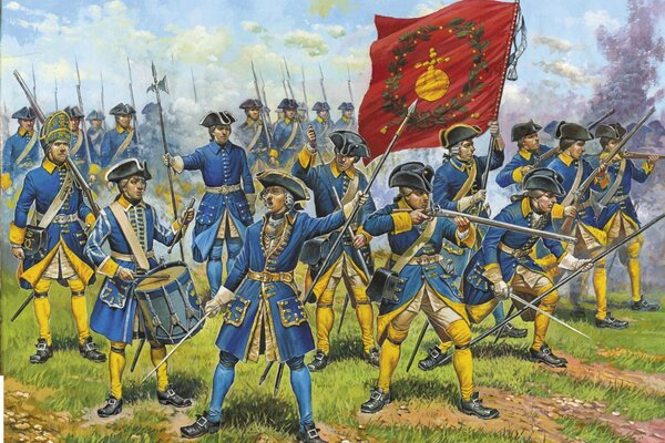Abbildung der Schlacht der schwedischen Armee im Krieg