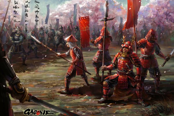 An army armed with weapons swords spears