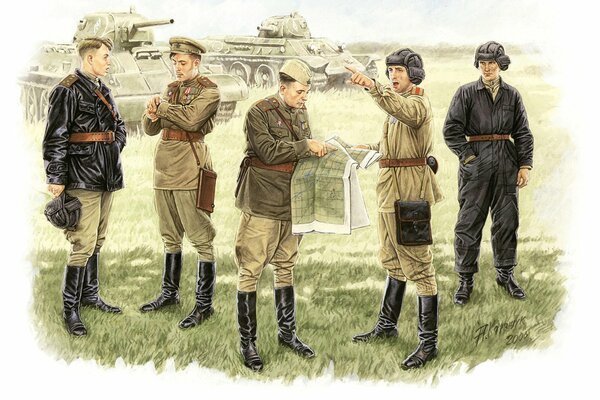 Painting of Soviet soldiers of the USSR