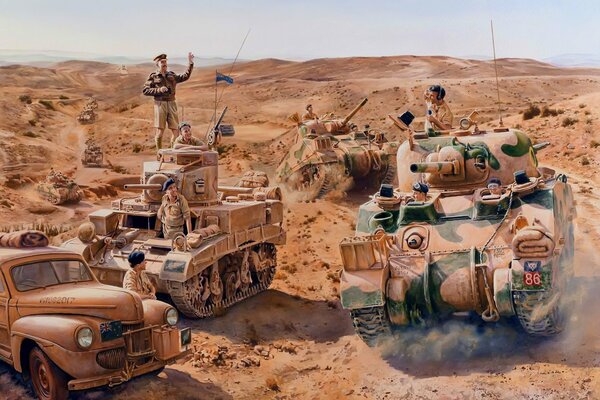 Britisches Militär auf einem Panzer Schlacht