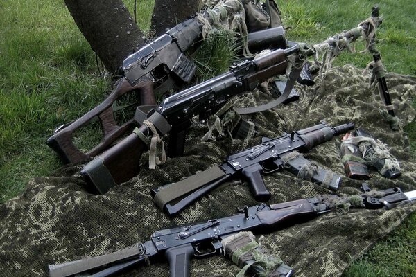 A warehouse of combat weapons for a sniper