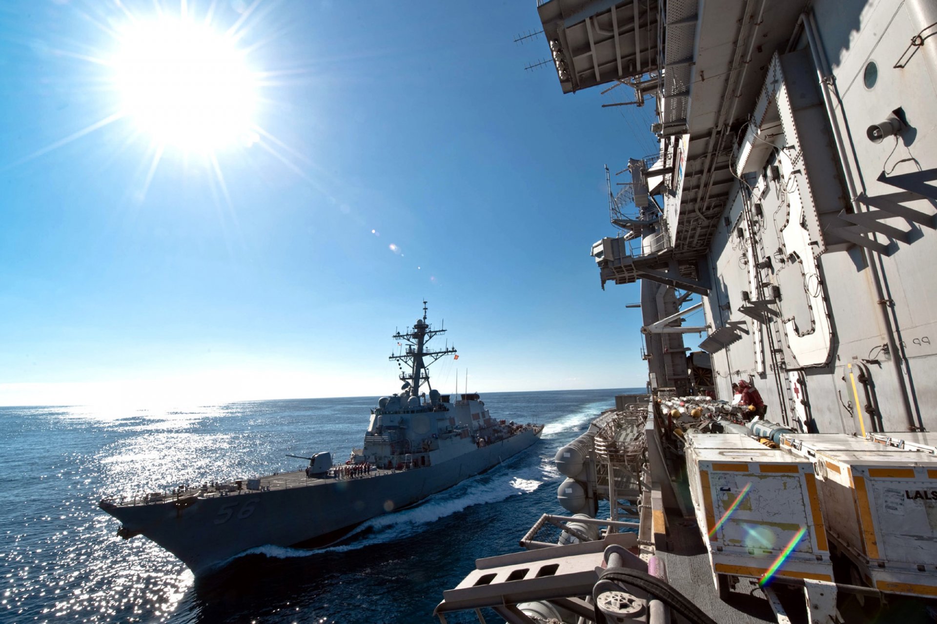 hip uss john s. mccain ddg-56 navy sun ocean