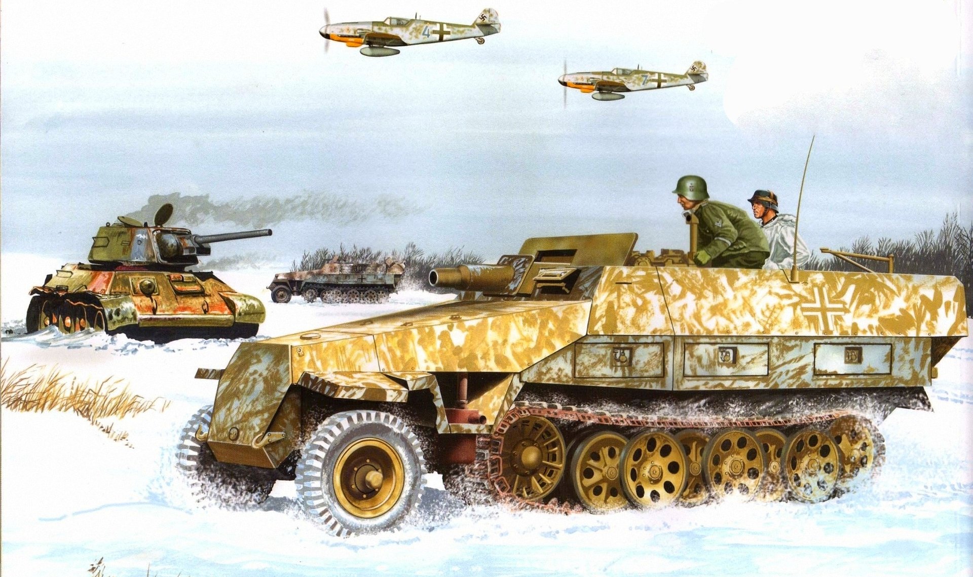 figura don greer neve aerei carro armato veicolo blindato sd.kfz . 251/9 stummel wehrmacht tedeschi