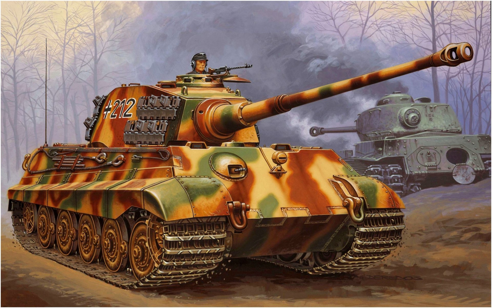 dessin sd . kfz . 182 pzkpfw vi ausf . b tigre ii königstiger tigre royal tigre 2 tour henschel wehrmacht allemands seconde guerre mondiale