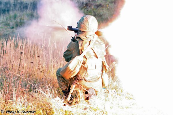 A training shot of a Russian soldier