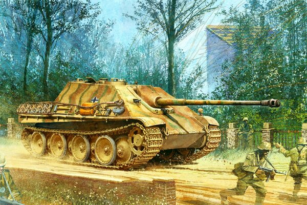 Dibujo de un tanque alemán, segunda guerra mundial