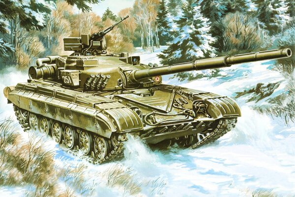 Tank in the winter forest