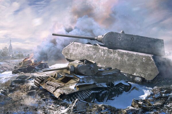 Czołg wojskowy T-34 zimą