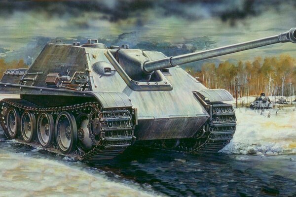 Танк т-34 зима черное небо
