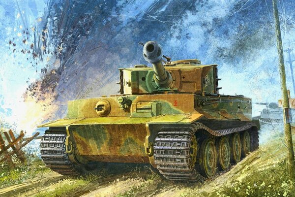 Картина с танком немецких войск