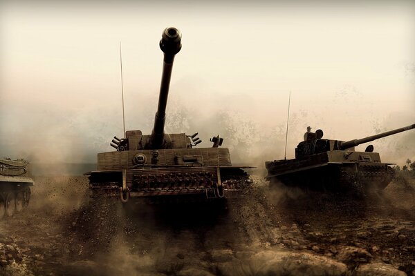 Los tanques en la guerra van a la batalla