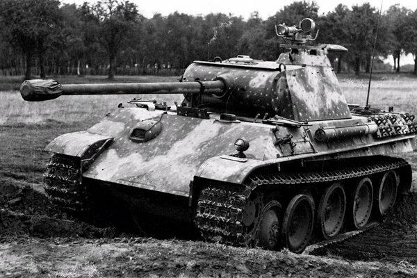 Schwarz-Weiß-Foto des Tanks
