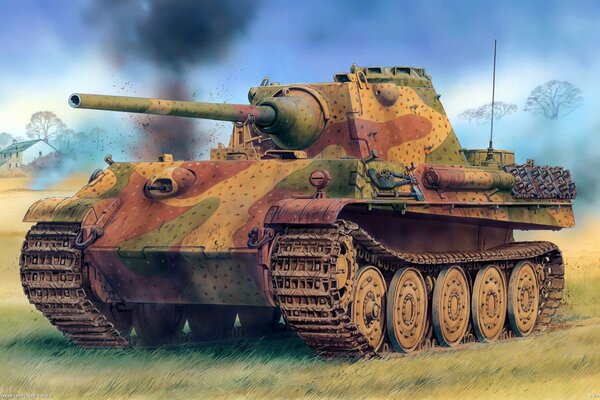 Drawing of a German smoking tank