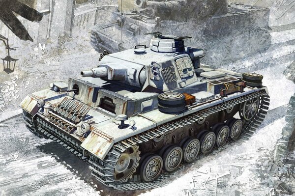 Drawing of a medium German tank