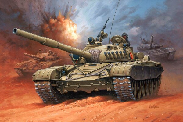 Рисунок легендарного немецкого танка на войне