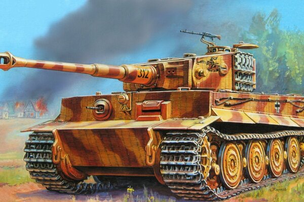 Dibujo de un tanque alemán, segunda guerra mundial