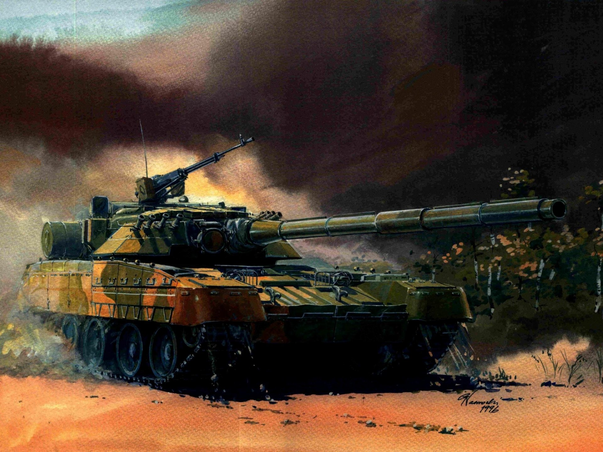 tank green machine gun gun art