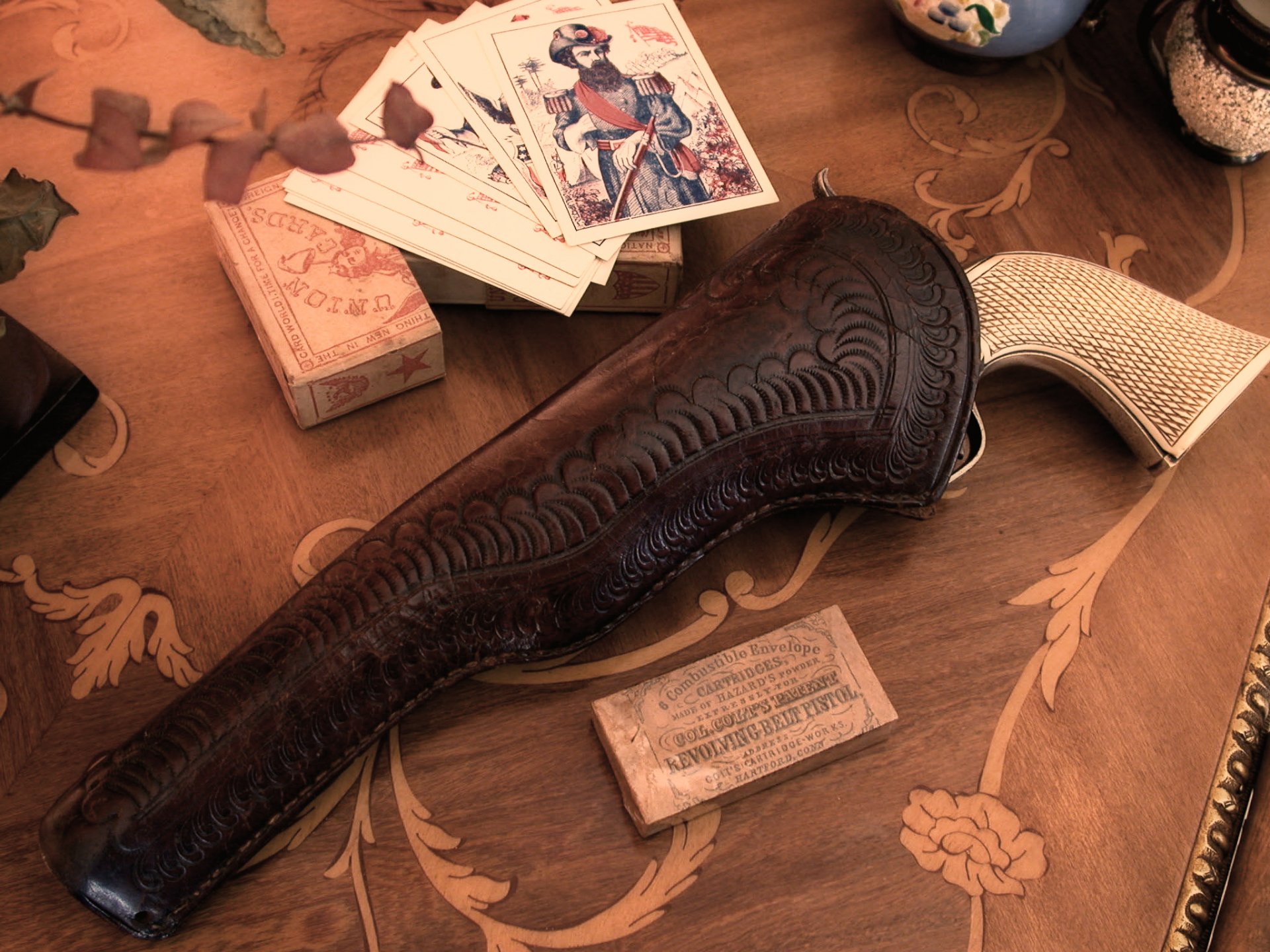 arme revolver cabourg cartes cowboys ancien