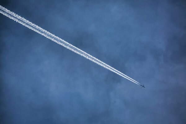 A discharged air trail from a flying plane