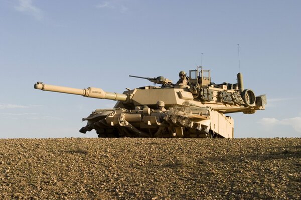 Anti-aircraft gun in the desert during the day