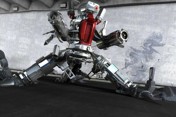 3d робот нападает с оружием