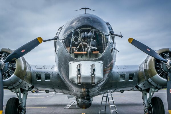 Aircraft with propellers on the ladder