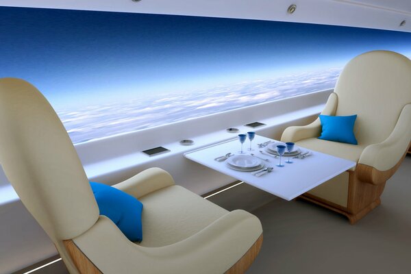 Самолёт бизнес-класа с панорамным видом