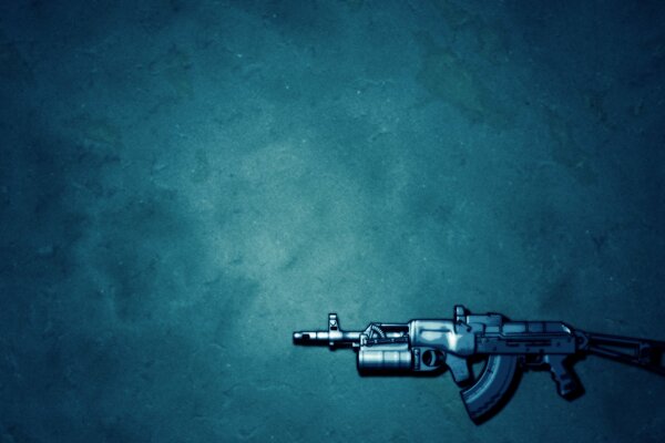 Blue background. Weapons for shooting