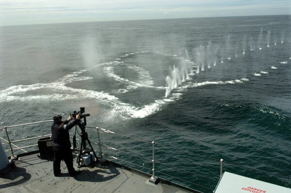 Shots from the deck of the ship on the water