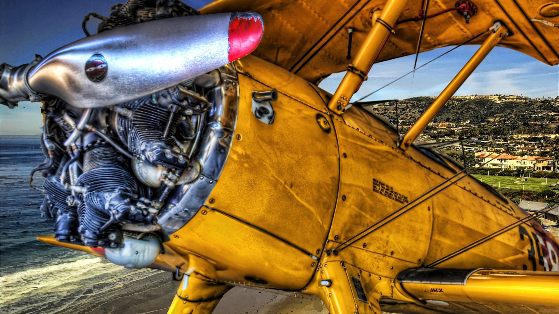 hdr propeller plane wing sky landscape