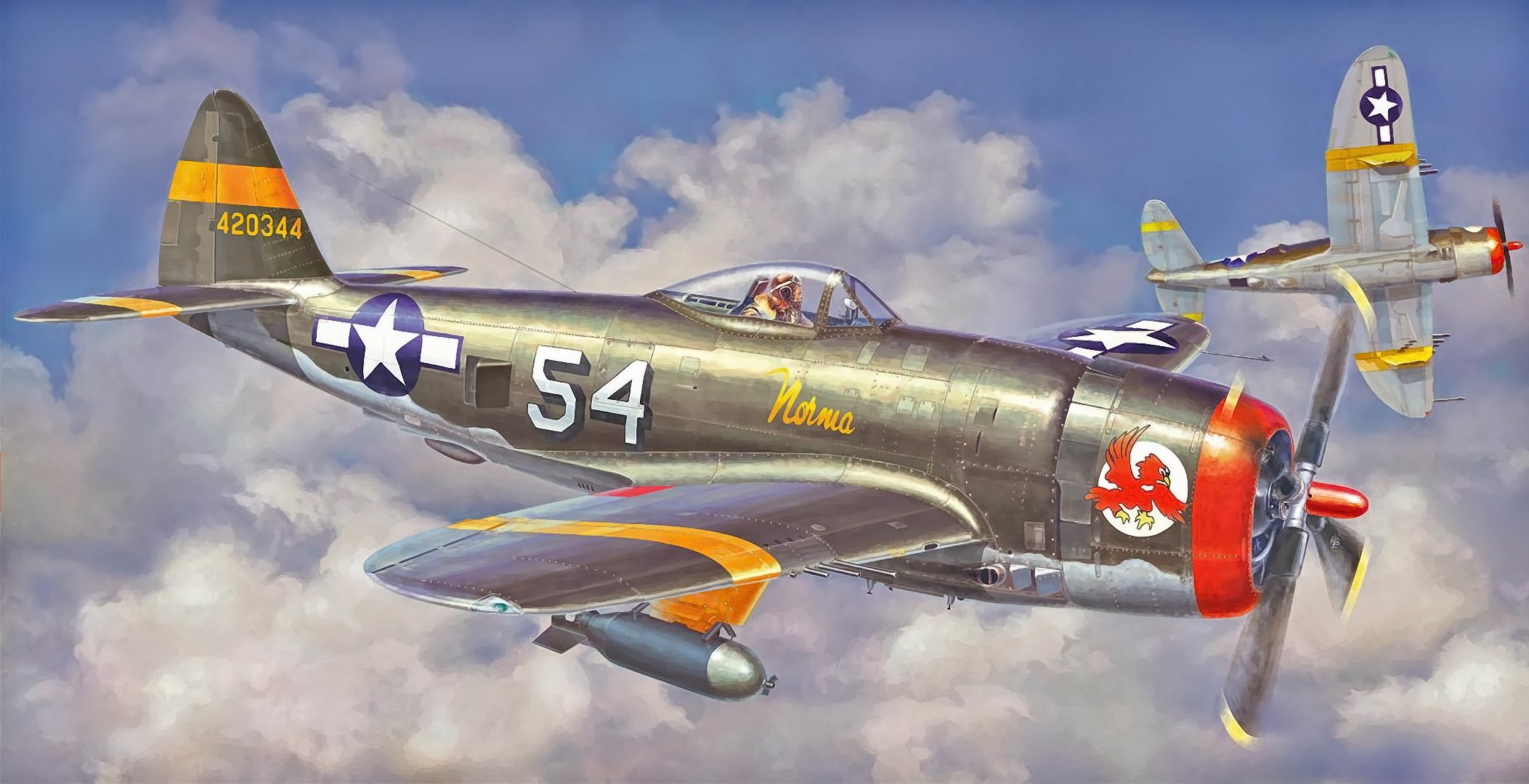 p 47 thunderbolt ww2 guerra arte pintura luchador americano avión