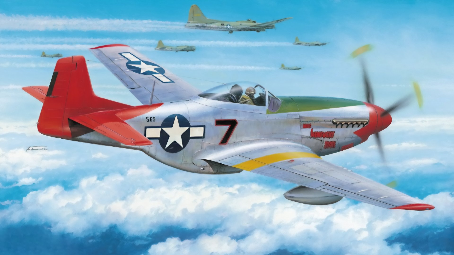 r-51 mustang d kunst krieg ww2 malerei flugzeug schleppflieger