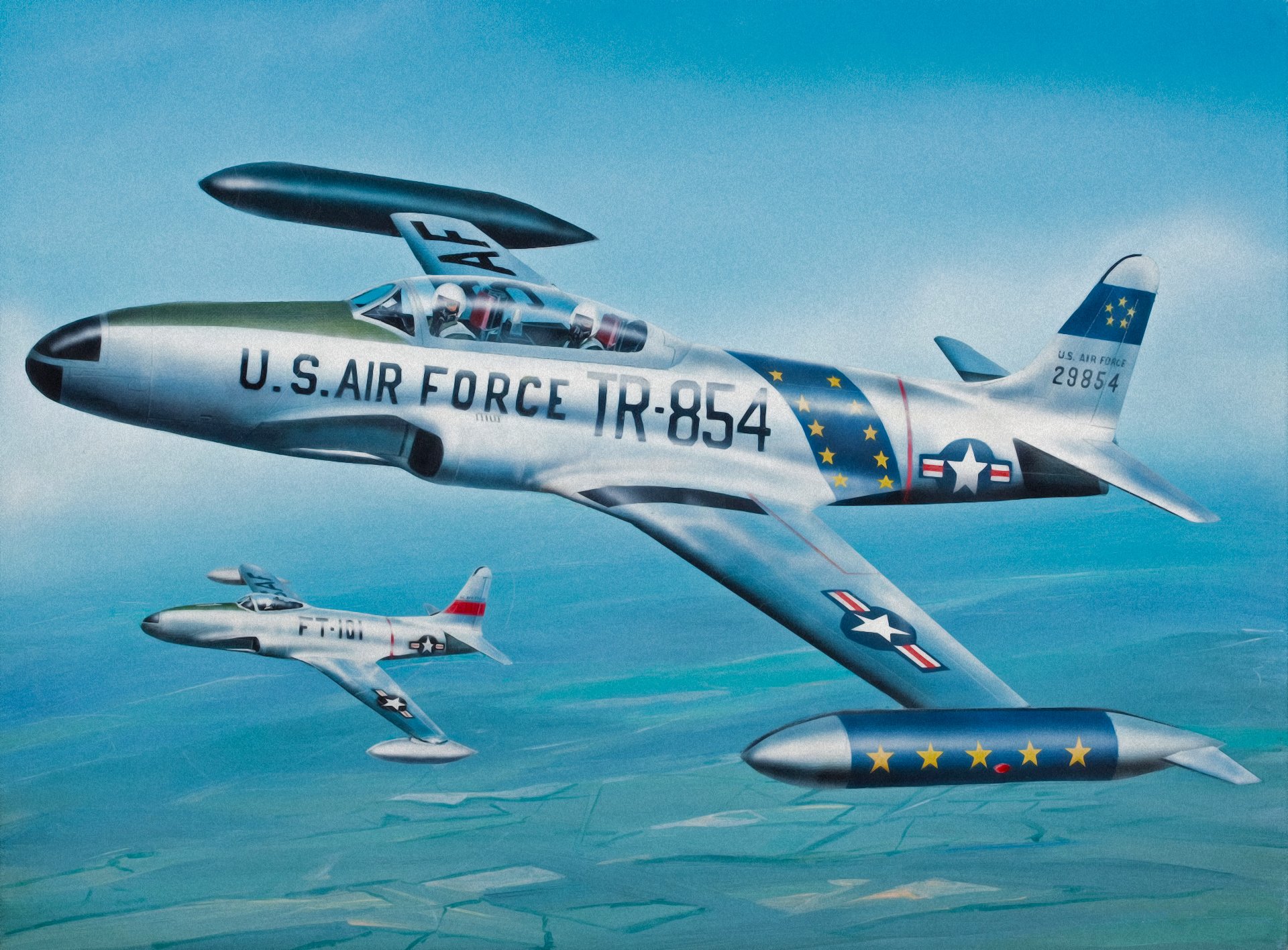 lockheed p - 80 / f-80 étoile filante jet art peinture guerre