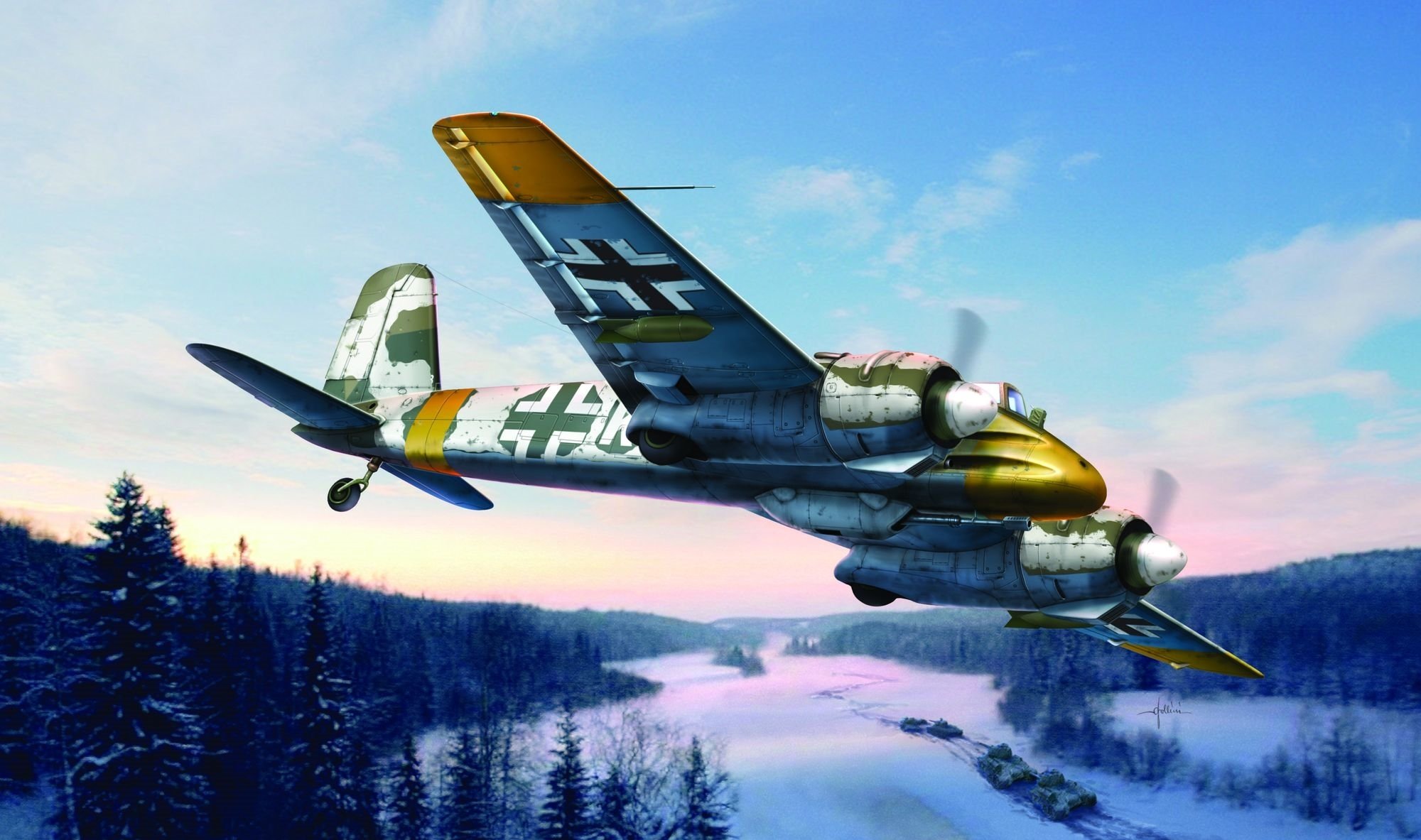 hs 129 german aircraft ww2 war art painting