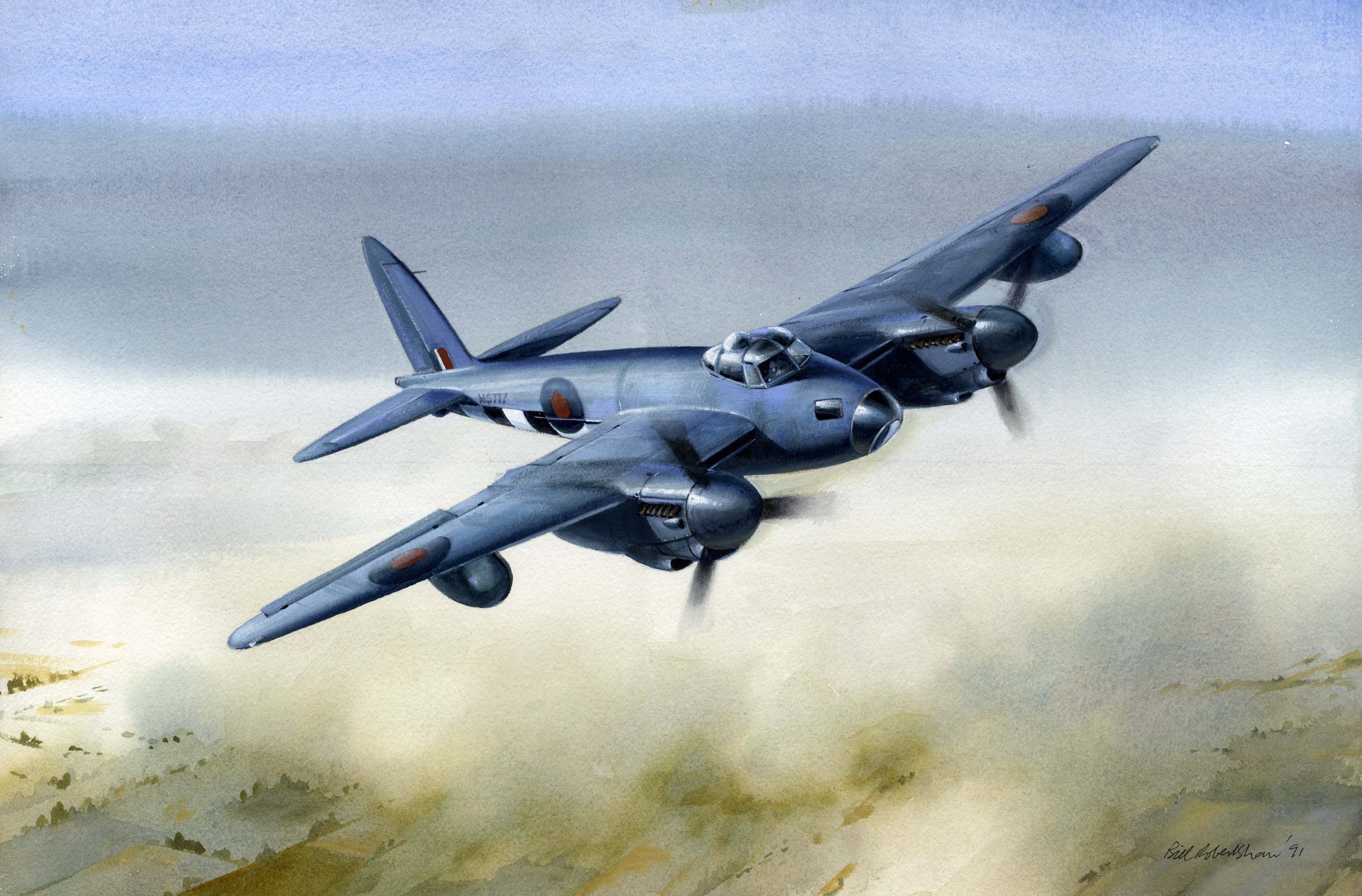 de havilland mosquito avion britannique guerre ww2 art peinture