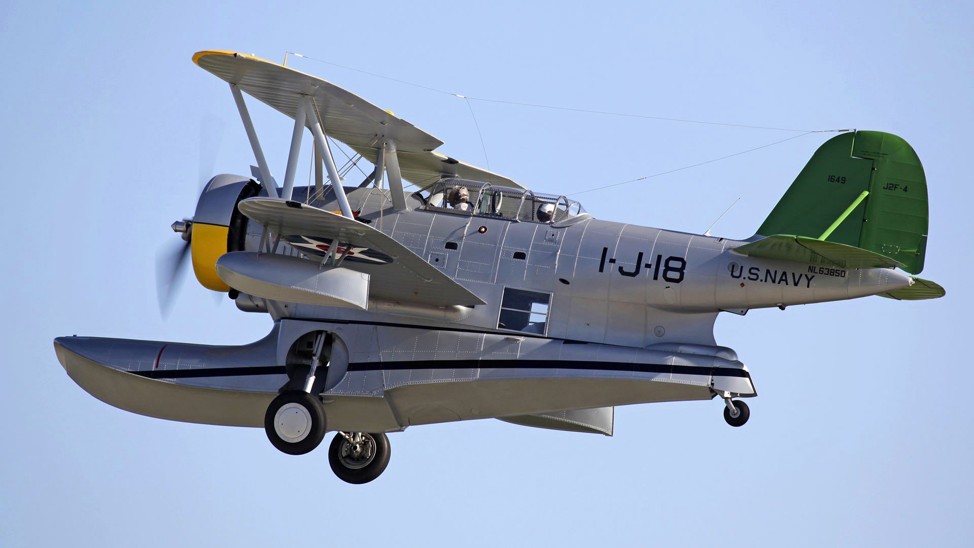 grumman j2f ente flugzeug amphibien piloten fliegen retro