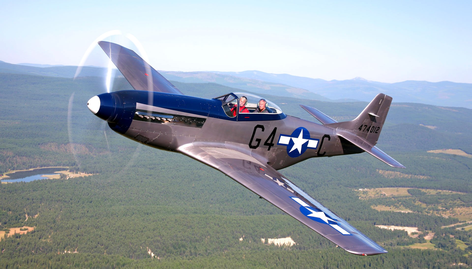 flugzeug retro kämpfer nordamerika p-51 mustang himmel landschaft