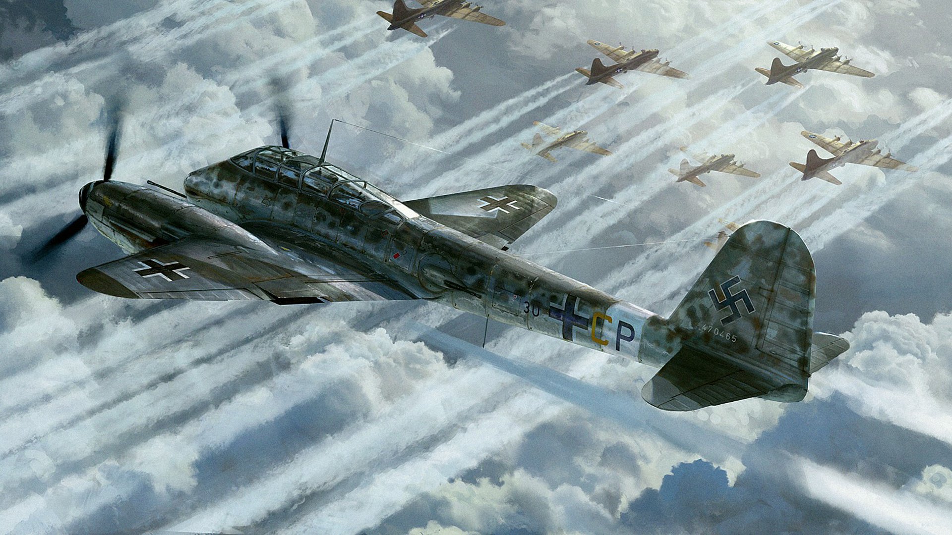 messerschmitt me.410 hornisse hornisse deutscher schwerer bomberjäger b-17 zeichnung kunst