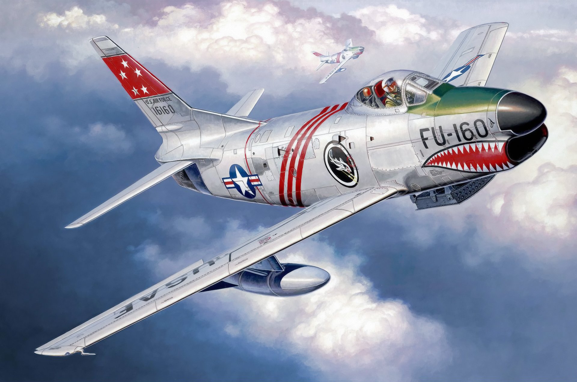 north american f-86d sabre jet airplane war art ww2 painting