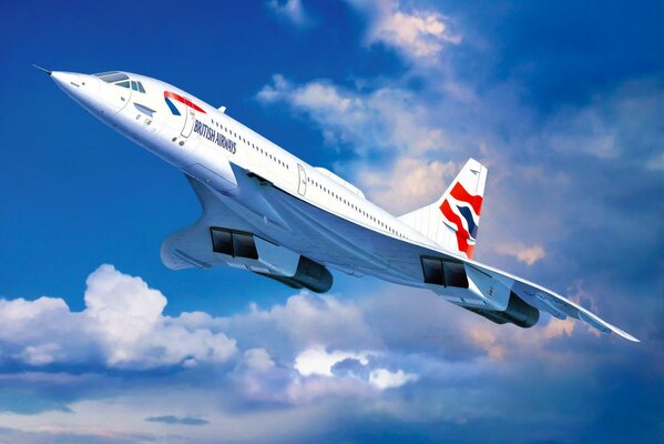 Avión concorde de british airways en un hermoso cielo