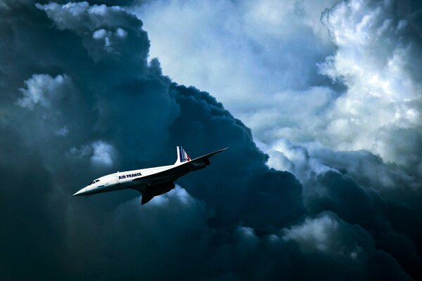 The plane overcomes adverse conditions in the sky