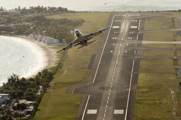 Passenger plane took off from the runway