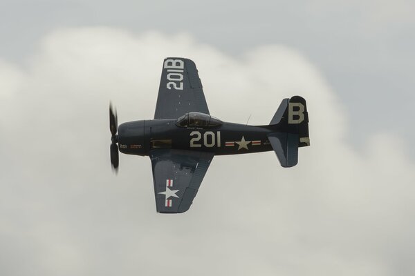 Grumman carrier-based fighter in flight