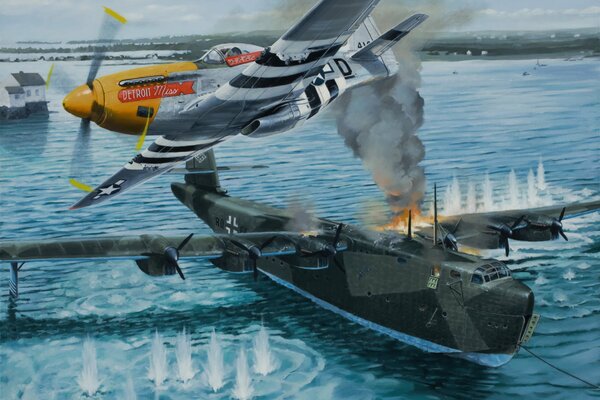 The war between P 51 D Mustang and Voss BV 222 Viking