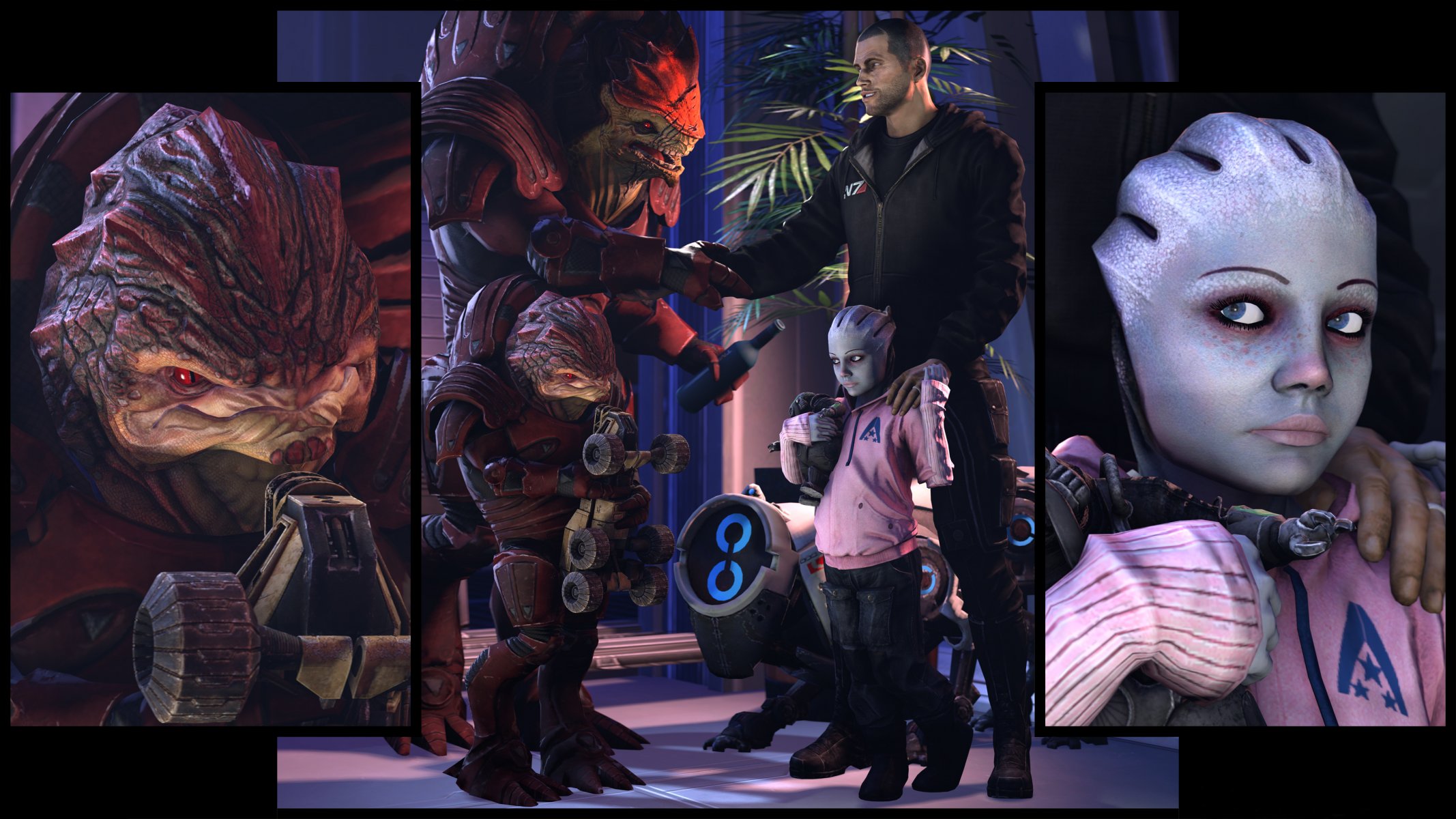 mass effect rex urdnot kroganov kinder shepard fan art azari