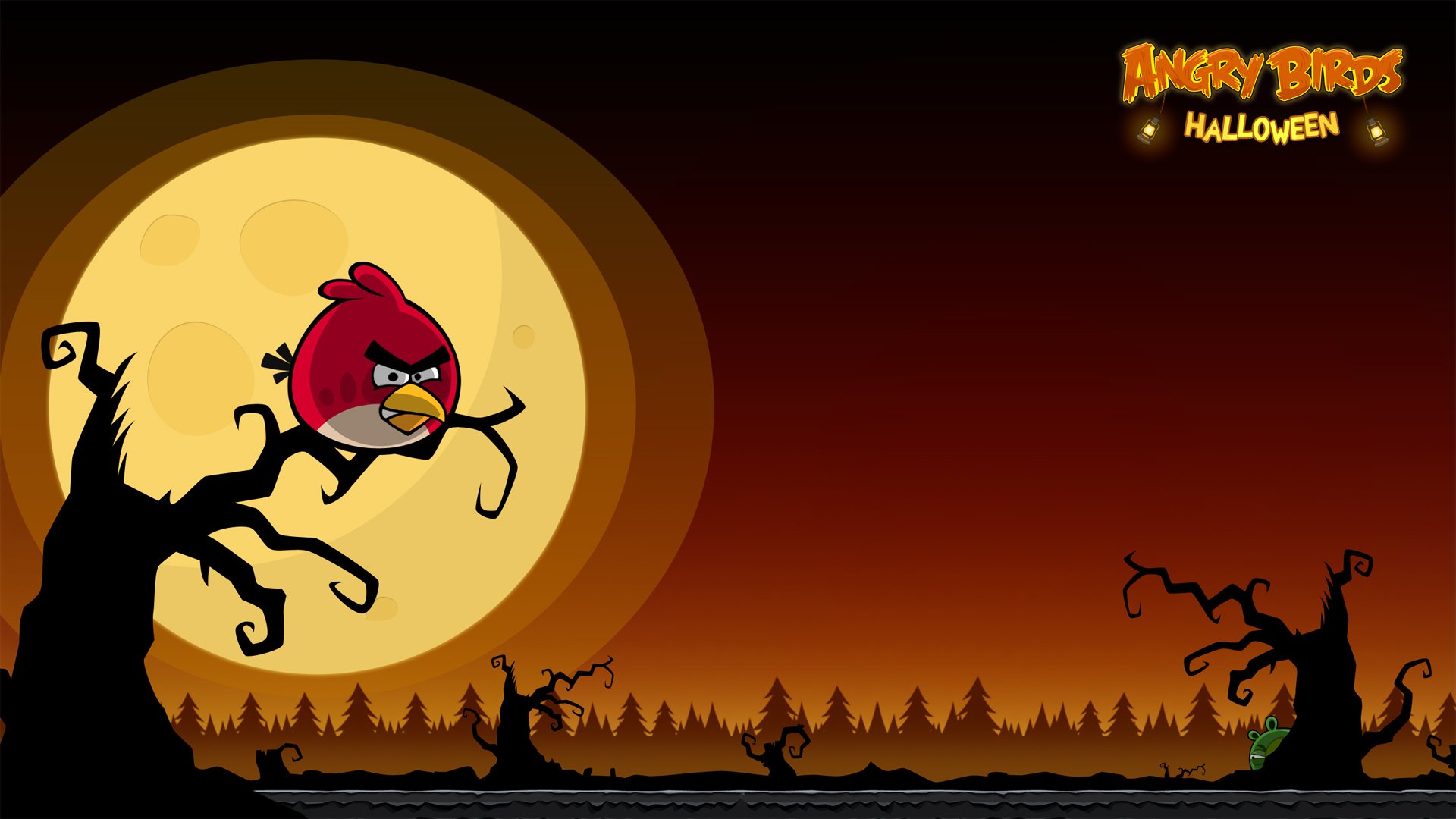 angry birds moon halloween sunset